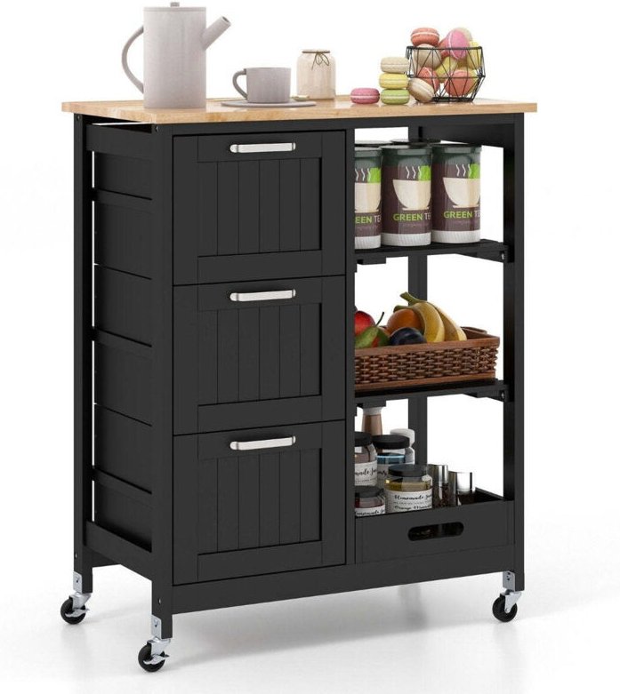 Kucheninselwagen mit stauraum rader schwarz 67 x 37 x 84 cm