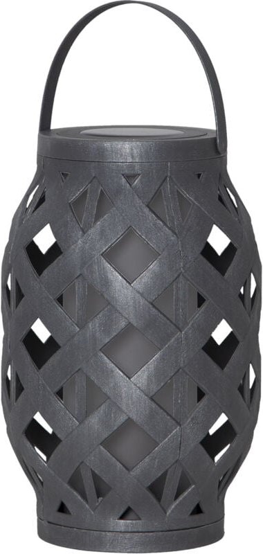 Solar Laterne Flame Lantern, led, Grau, Flechtkorb, Tanzende Flamme, Outdoor, Dämmerungssensor, 23 cm - Star Trading