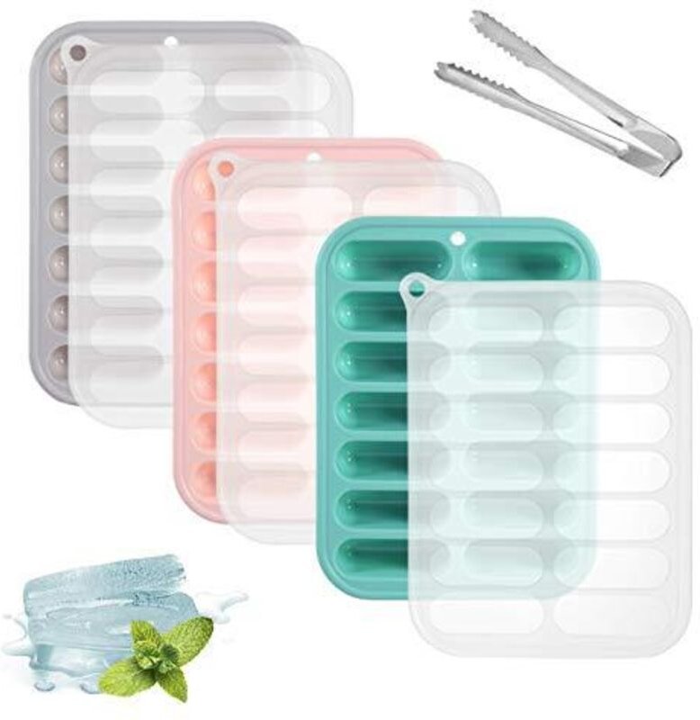 Stück Silikon-Eiswürfelformen mit Babydeckel, BPA-freie Eiswürfelform, wiederverwendbare Eiswürfelformen, Küchenutensili...