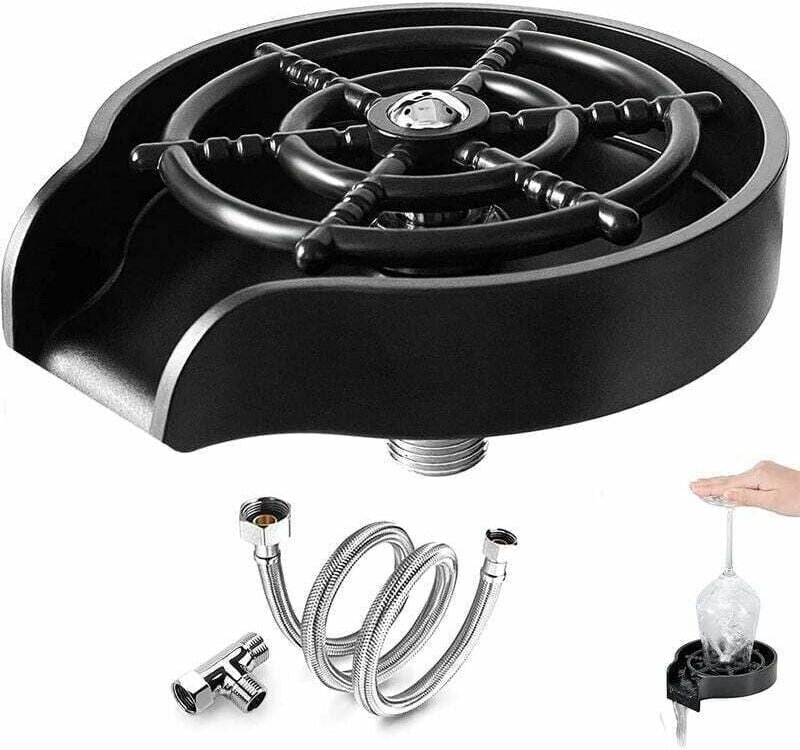 FOREHILL Gläserspülmaschine, Edelstahl-Gläserspülmaschine, inklusive T-Stück und 80-cm-Schlauch, automatische Gläserspül...