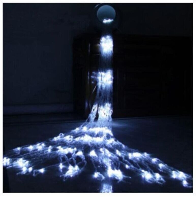 LED-Wasserfall-Lichterkette, Wasserfluss, Schneeeffekt, Vorhang, Lichterkette, hängendes, funkelndes Wasserflusslicht fü...