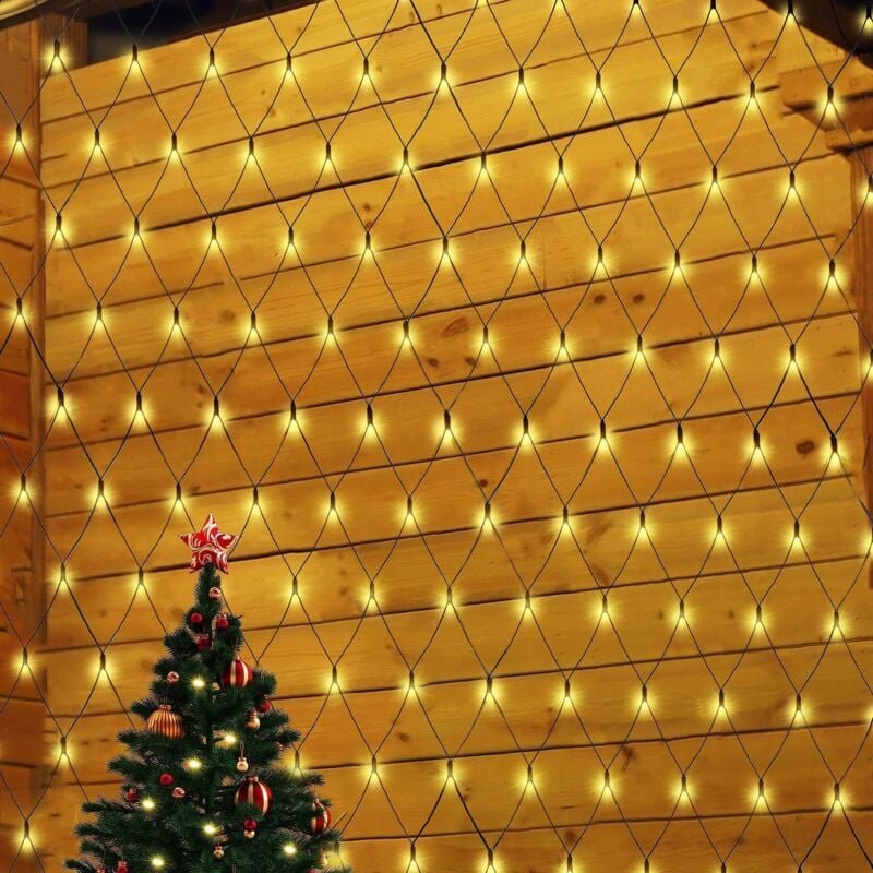 SALCAR LED Lichternetz Außen, Anti-Rost Buchsbaum Lichterkette Netz Outdoor, Lichtervorhang Innen Strom mit 9 Modi und S...