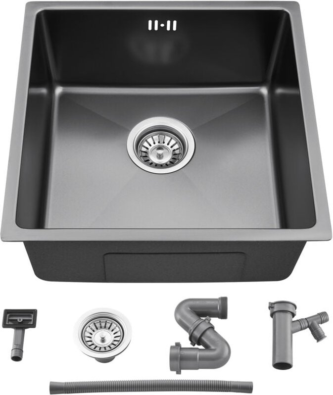 Edelstahl Küchenspüle 44 x 44 cm Spülbecken Küche, für Edelstahlspüle ab 45 cm-Schrank, Flächenbündig, Unterbau oder Ein...