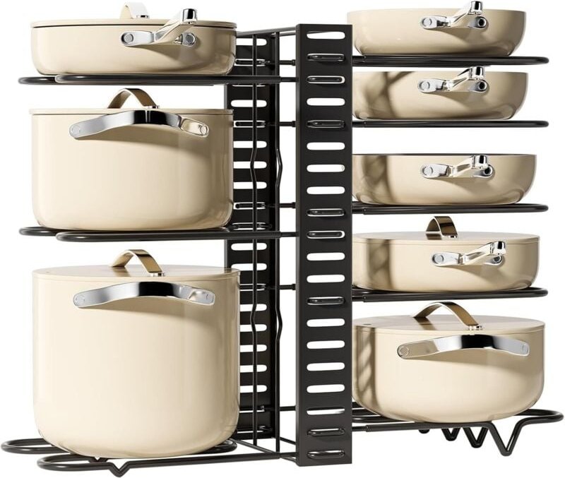 Topforganizer, verstellbarer Einlegeboden für Töpfe und Pfannen, stabiler Küchenschrank aus Stahl zur Aufbewahrung von K...