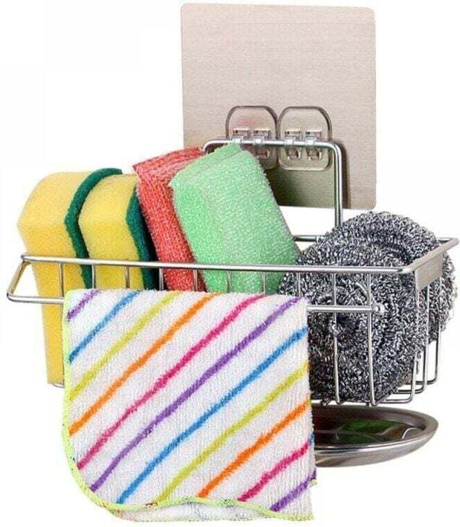 1997 cm langer Schwammhalter aus Edelstahl für die Küchenspüle, geeignet zur Aufbewahrung von Bürsten und Tüchern, kein ...