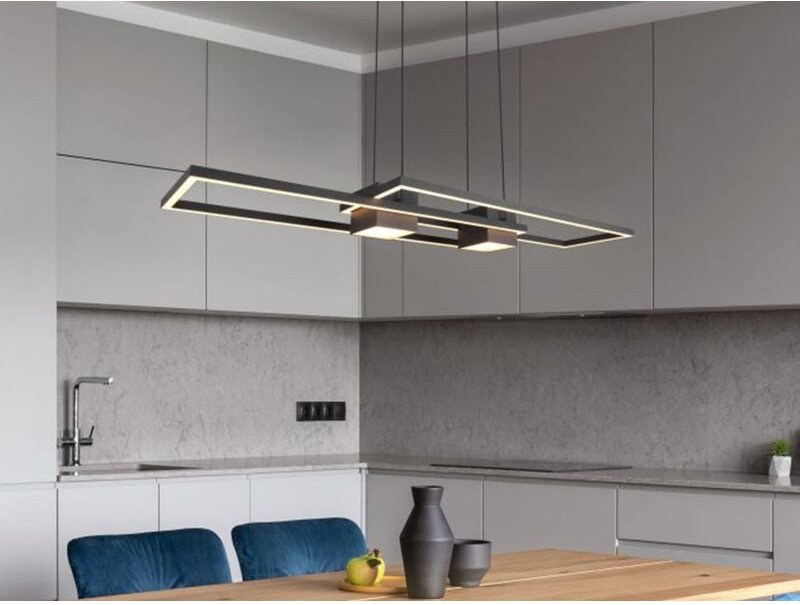 Led Pendelleuchte albany Schwarz mit Fernbedienung dimmbar lang, Breite 100cm