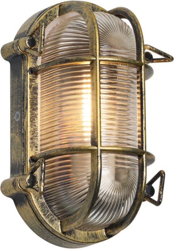 Außenwand- und Deckenleuchte Antikgold Oval IP44 - Noutica