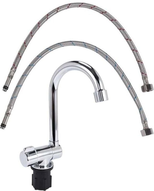 Klappbarer Küchenarmatur mit 360°-Drehung, Warm- und Kaltwasser, für Boote und Wohnmobile