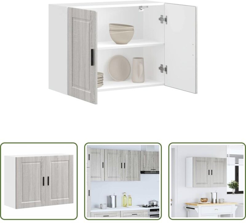 vidaXL Küchenregal - Küchen-Hängeschrank Porto Grau Sonoma Holzwerkstoff