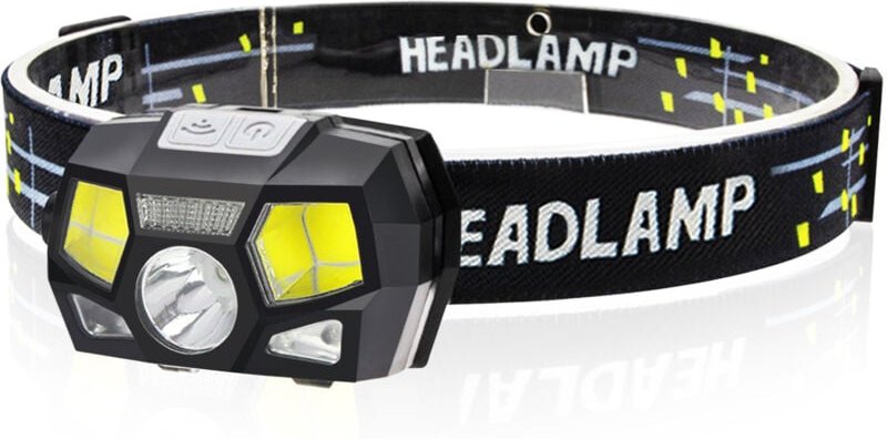 Flasidu - LED-Stirnlampe, 5 Beleuchtungsmodi, batteriebetrieben und über usb wiederaufladbar, Stirnlampe mit Bewegungsse...