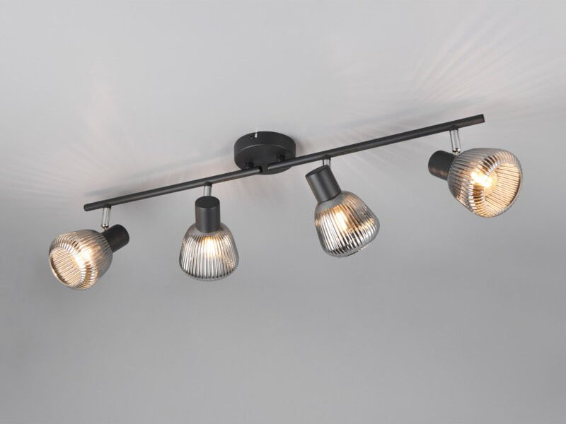 Deckenstrahler tarifa 4-flammig mit Glasschirmen Chrom bedampft, Breite 70cm