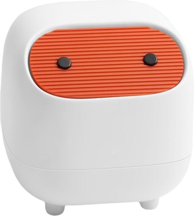 Schreibtisch-Mülleimer, kleiner Bürobedarf, Mini-Doppelschicht-Push-Down-Mülleimer, süße Müllaufbewahrungsbox-Weiß