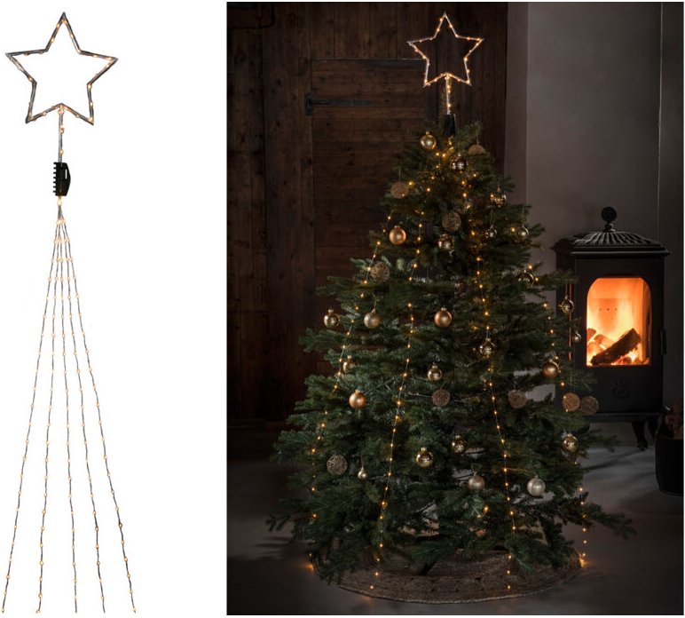 Hängende led Christbaum Lichterkette mit Stern für Innen 274 LED´s -'Baummantel'