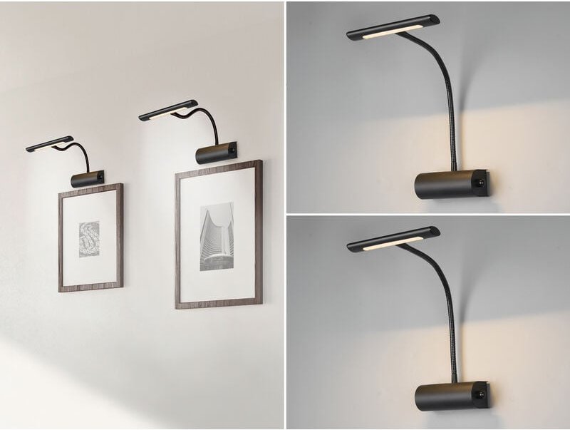 Meinewunschleuchte - led Bilderleuchte 2er Set Wandleuchte mit Drehdimmer, Schwarz