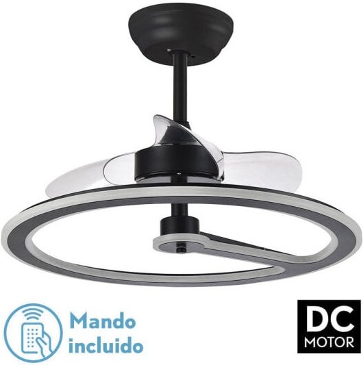 Thumbnail - Ventilator 110w Dc Chom Schwarz 3 Flügel Transp. 46/66x62x62cm 6Vel. 3 Farben / Earthquake, Memory & Timer 9350lm - Fabr...