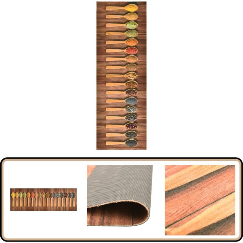 Thumbnail - Küchenbodenmatte Waschbar Löffel 45x150 cm - Teppich - Küchenfußmatte - Badezimmermatte - Türmatte - Wohnraumteppich