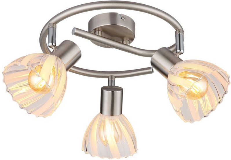 Globo Lighting - Deckenleuchte Deckenlampe Rondell Wohnzimmerleuchte silber 3 flammig verstellbar