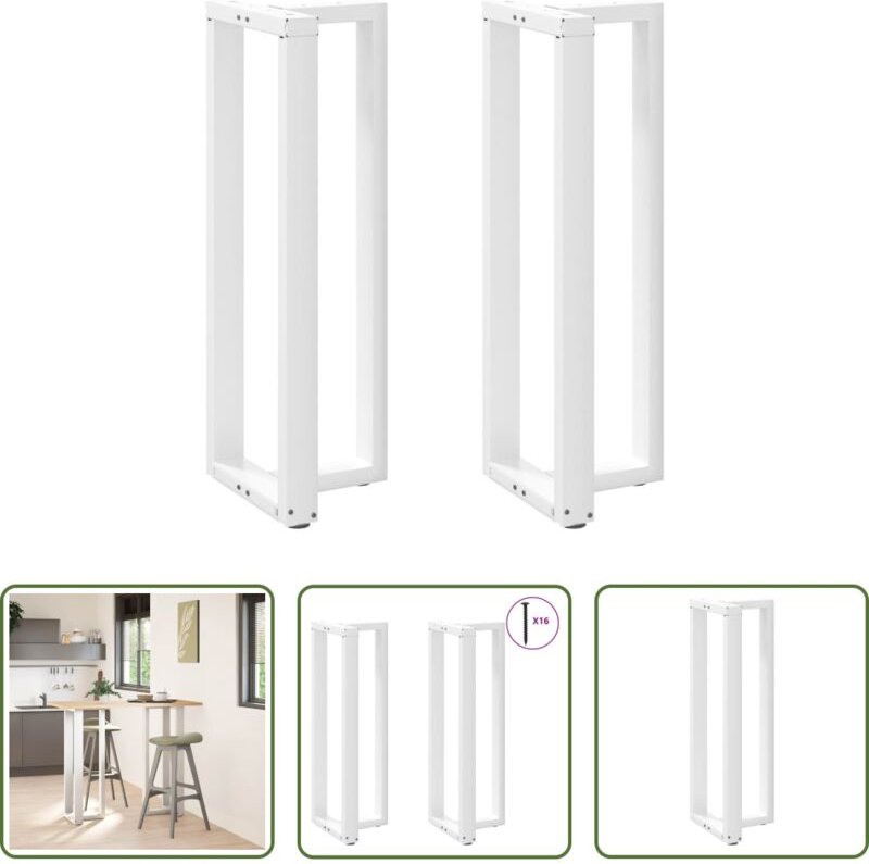 vidaXL T-Form - Bartischbeine T-Form 2 Stk. Weiß 50x35x(110-111) cm Stahl