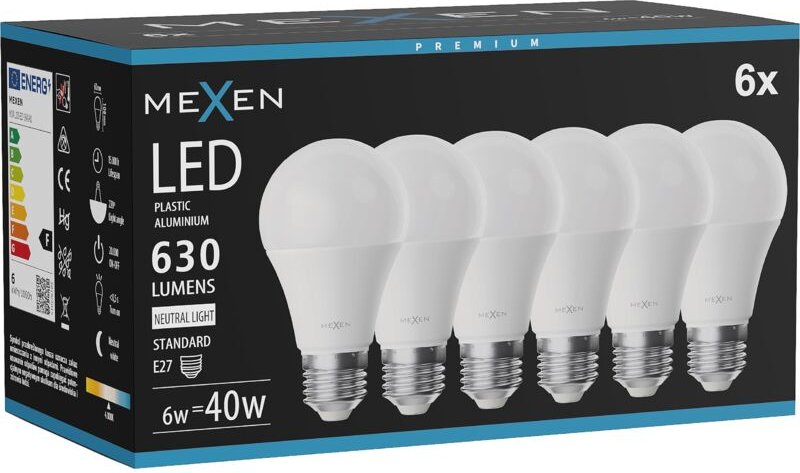 Mexen Nova 6x LED-Lampe E27, A60, 6W, Neutral - 4000K, 630 lm - L100-E27-0640-01x06