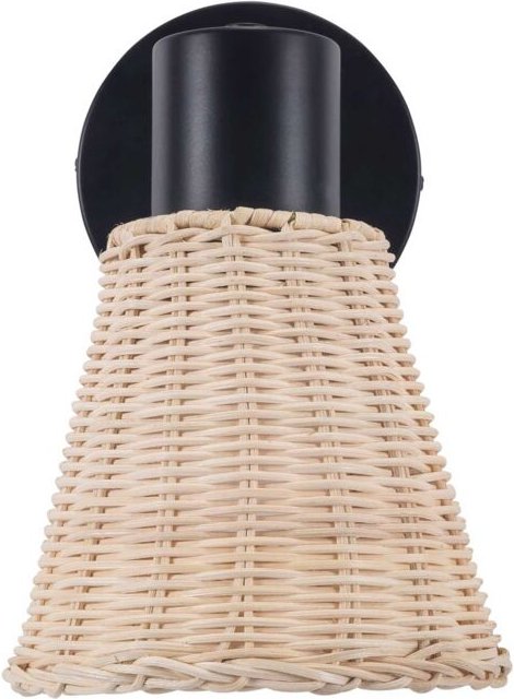 Forlight - Deckenleuchte in Naturschwarz und natürlichem Rattan für E27-Glühbirne