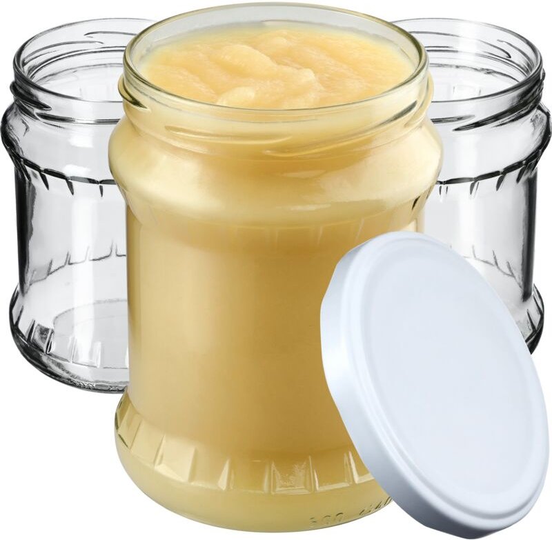 KADAX Lot de 8 bocaux de conservation avec couvercles à visser - 500 ml - Blanc