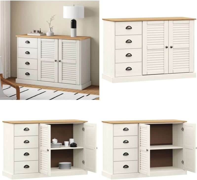 Sideboard mit Schubladen VIGO 113x40x75 cm Massivholz Kiefer - Schrank - Holzschrank