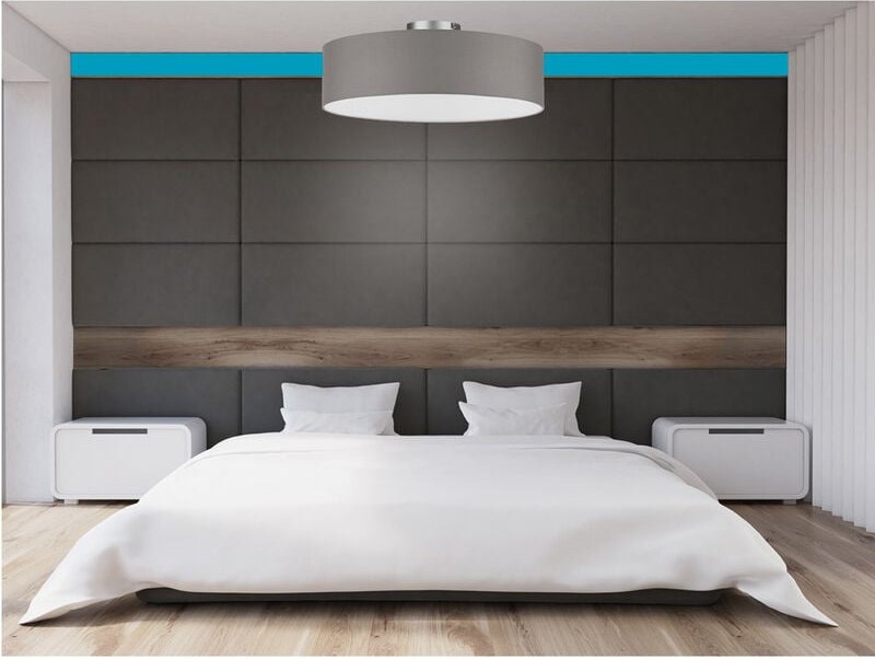 Meinewunschleuchte - Runde Deckenleuchte calma mit Stoffschirm in Braun-Grau, ø 40cm