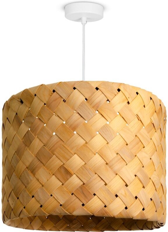 Pendellampe led Hängeleuchte Wohnzimmer Schlafzimmer Esszimmer Schirm Papier E27 Pendelleuchte - Weiß, Holz (Ø35cm) - Pa...