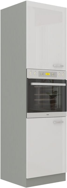 Küchen Preisbombe - Küchen Hochschrank 60 Bianca Weiß Hochglanz + Grau Küchenzeile Küchenblock