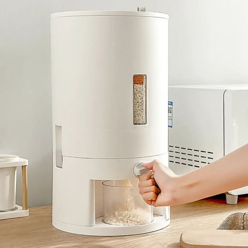 20-Liter-Reisbehälter, Reiseimer, Aufbewahrungsbox, Kunststoff-Lebensmittelaufbewahrungsbox, Spender + Messbecher