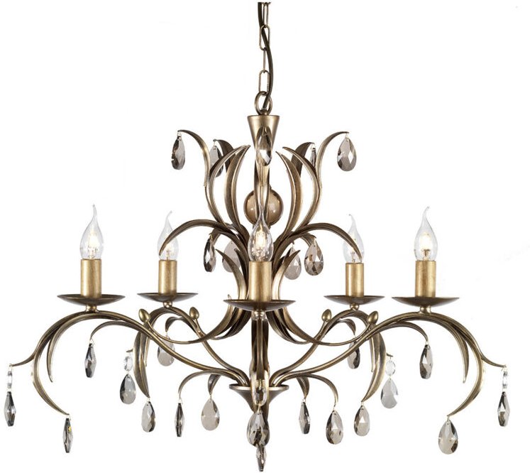 Elstead Lily - 5 Light Chandelier Metallic Bronze Blumenblätter Design