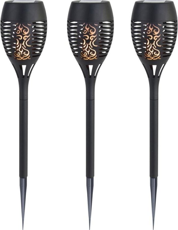 Trendline - led Solarfackel 3er-Set 40 cm mit Flackereffekt Solar-Bodenleuchten
