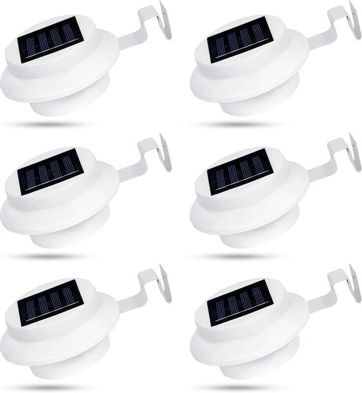 6er-Pack Solar-Dachrinnenleuchten für den Außenbereich, 3 LED-Solar-Dachrinnenleuchten, IP44-wasserdichte Solarleuchten ...