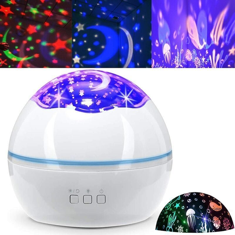 Thumbnail - Nachtlicht für Kinder, Baby-Stern-Nachtlicht-Projektorlampe, 360 Grad drehbar, 2-in-1 Sternenozean-Nachtlichtprojektor, ...