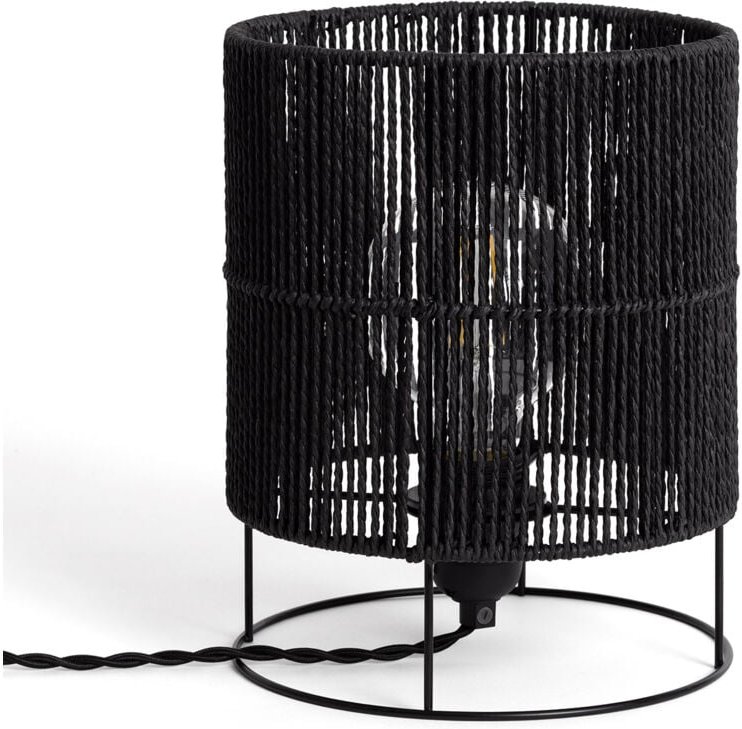 Efectoled - Tischlampe Geflochtenes Papier Khalo Schwarz