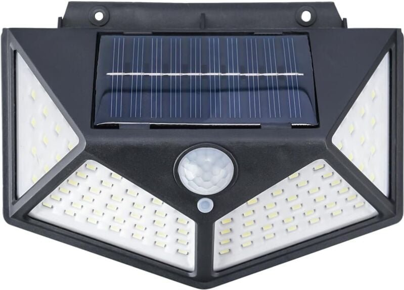 Solarleuchte Gartenlampe Aussen mit Bewegungsmelder 100 LED IP65 Wasserdicht Wandstrahler für Haustür Garten Garage Schw...