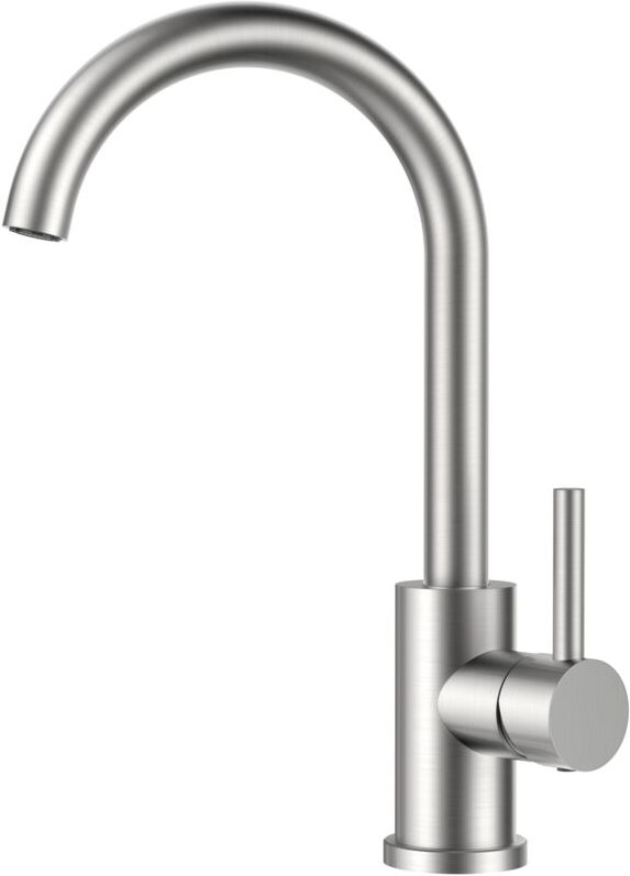 Grifo de Cocina Giratorio 360°, Acero Inoxidable, Monomando para 1 Agujero, Altura del Pico 230 mm