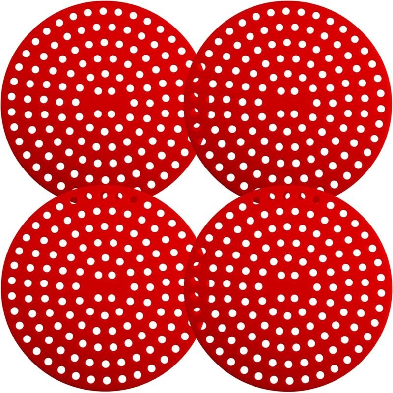 Set mit 4 Silikon-Heißluftfritteusen-Rohren, wiederverwendbare Heißluftfritteusen-Einsätze mit 23 cm Durchmesser, leicht...