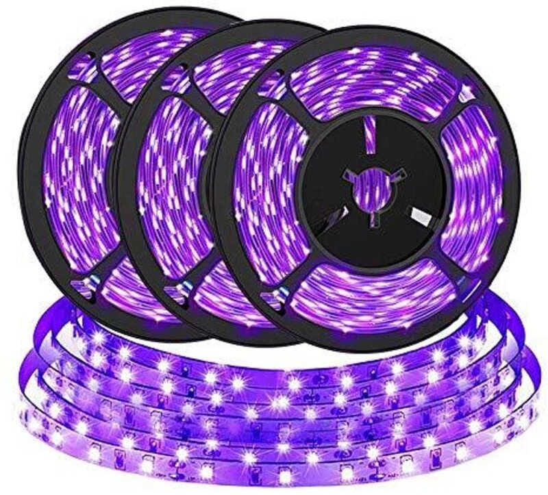 3 violette UV-LED-Lampen (395–400 nm), 2 m Lichtleiste (30 LEDs/m), USB-Netzteil, zur Sterilisation und Banknotenprüfung