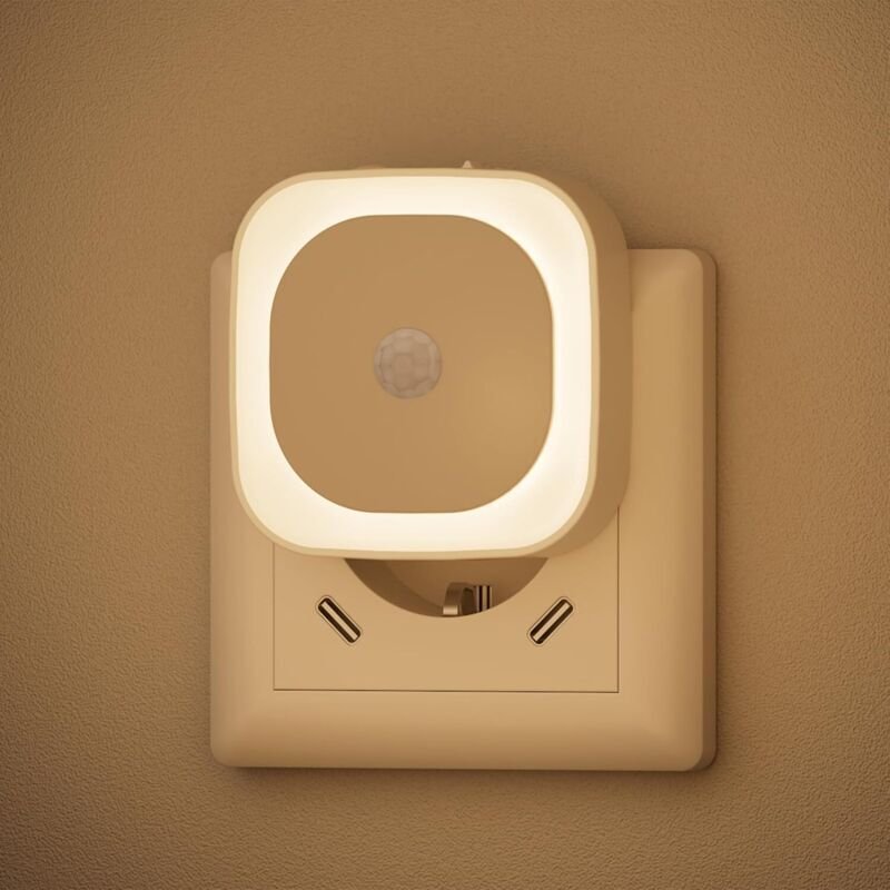 Stück Steckdosen-Nachtlichter mit Bewegungsmelder, 3 Sensormodi, einstellbare Helligkeit, warmweißes Nachtlicht für Kind...