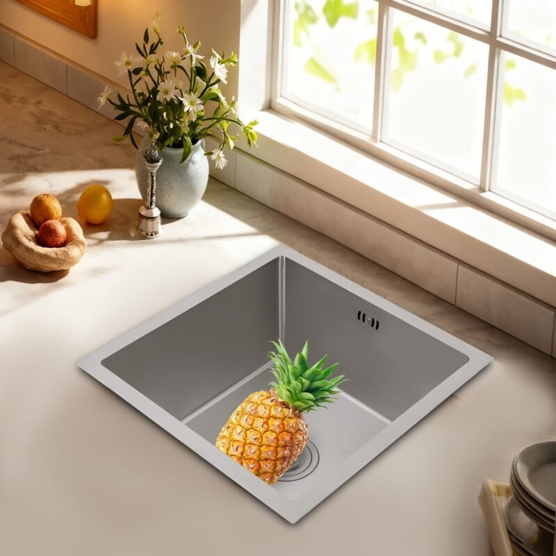 Einbauspüle Küchenspüle Spülbecken Waschbecken Silber 45x45cm