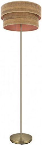 Fabrilamp - Doppelständer für Wohnzimmer smile 1xe27 Leder/dunkles Holz 162x40x40 cm