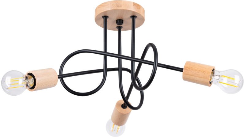 Sollux Ember Minimalistische halbbündige Deckenleuchte mit 3 Lichtern, Schwarz