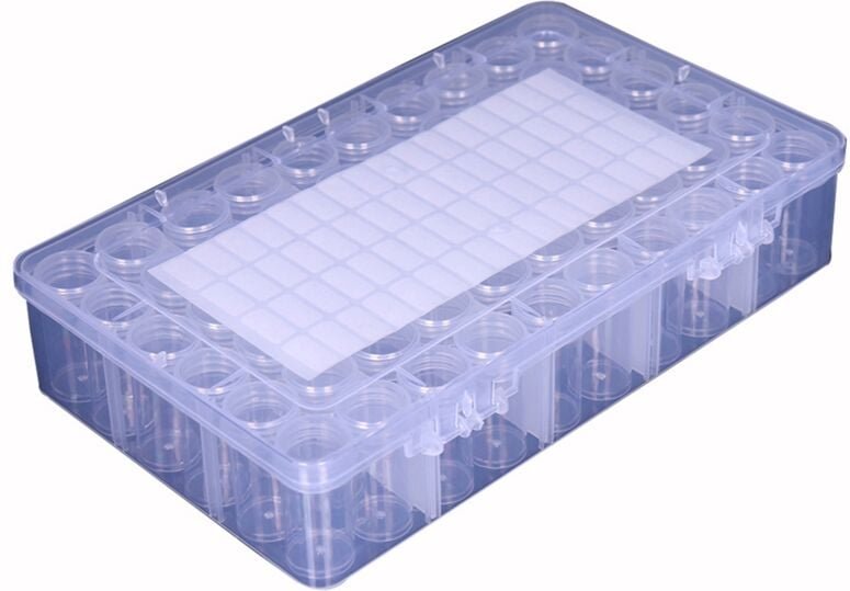 Tlily - Aufbewahrungsbehälter für Diamantkunst, Kunststoff-Perlen-Organizer-Box mit 60 Fächern und Etikettenblättern, fü...