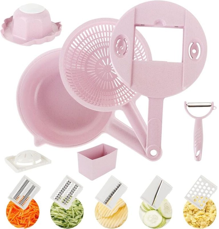 Multifunktionaler Gemüseschneider, Zwiebelschneider, manueller Gemüseschneider, Gemüsehobel und -raspel zum Schälen von ...