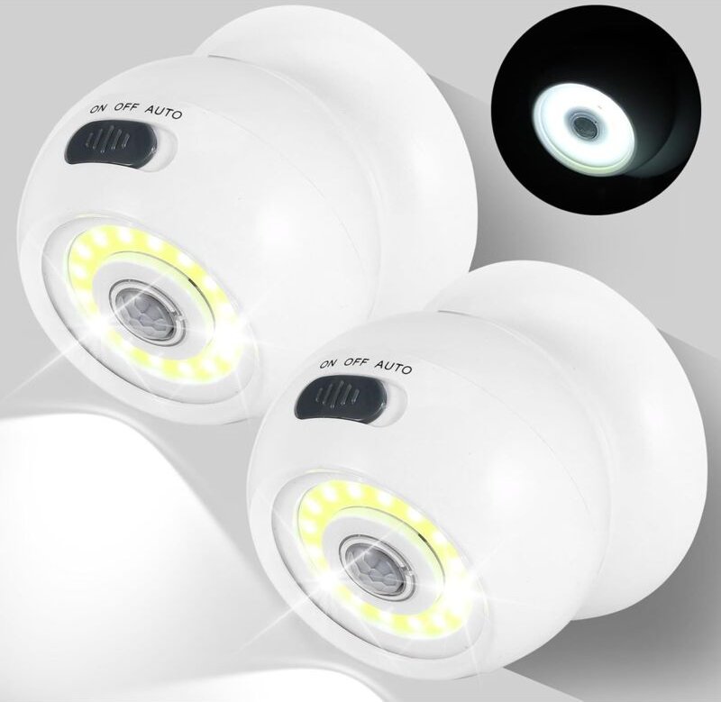 Stück PIR-Bewegungsmelder-Nachtlichter, batteriebetriebene Sensorleuchten, 360°-Bewegungsmelder-Nachtlichter mit heller ...
