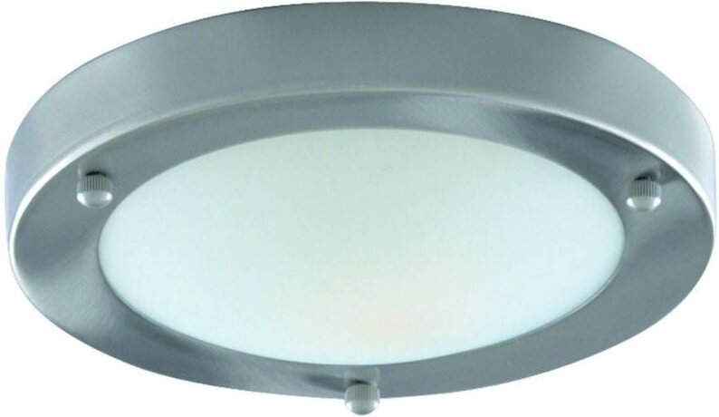 Bathroom Flush - 1 Licht Badezimmer Flush Deckenleuchte Satin Silber Rund mit gewölbtem Glas Diffusor IP44, E27 - Search...