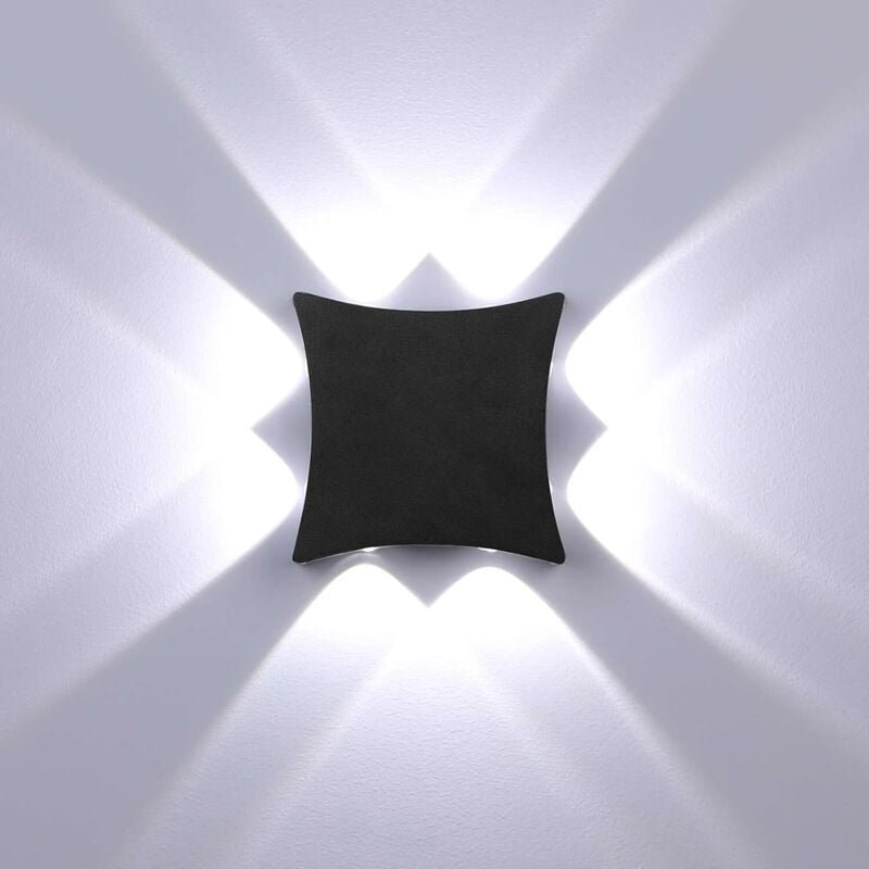 LED Wandleuchte Außen Innen Wandleuchte 8W Wasserdicht IP65 Wandleuchte Schwarz Wandbeleuchtung für Badezimmer Flur Kind...