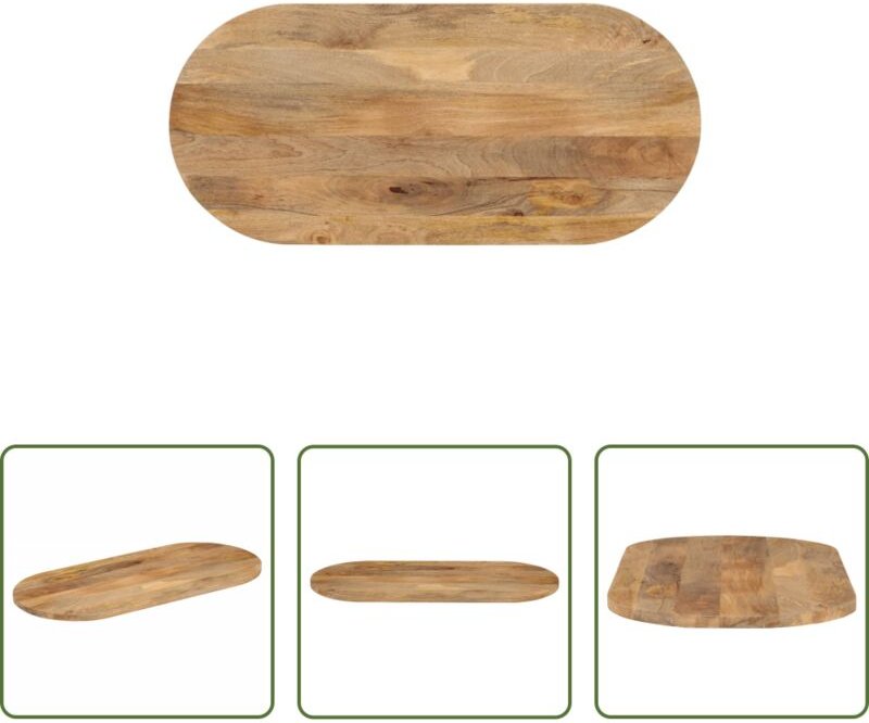 Holz - Tischplatte 120x50x2,5 cm Oval Massivholz Mango