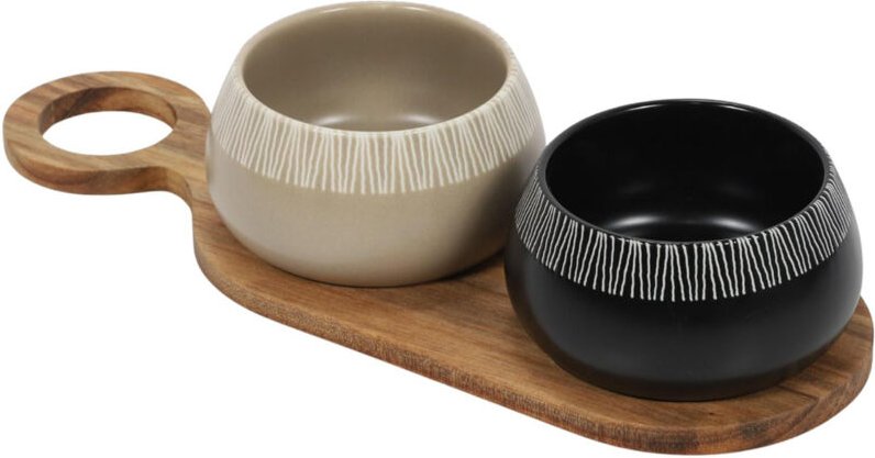 Snackschalen RORI, 2 Stück + Tablett